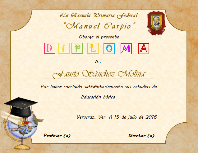 diploma de graduacion para primaria