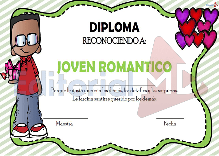 Diploma para el dia del padre joven romántico