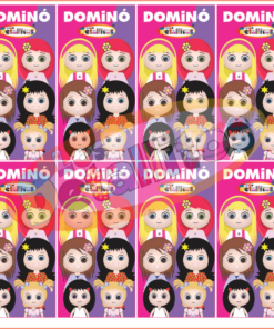 Oración con nombre del producto: una cuadrícula de coloridos personajes de dibujos animados de Barbie sobre fondos rosados, cada panel muestra un personaje diferente con variados peinados y expresiones.