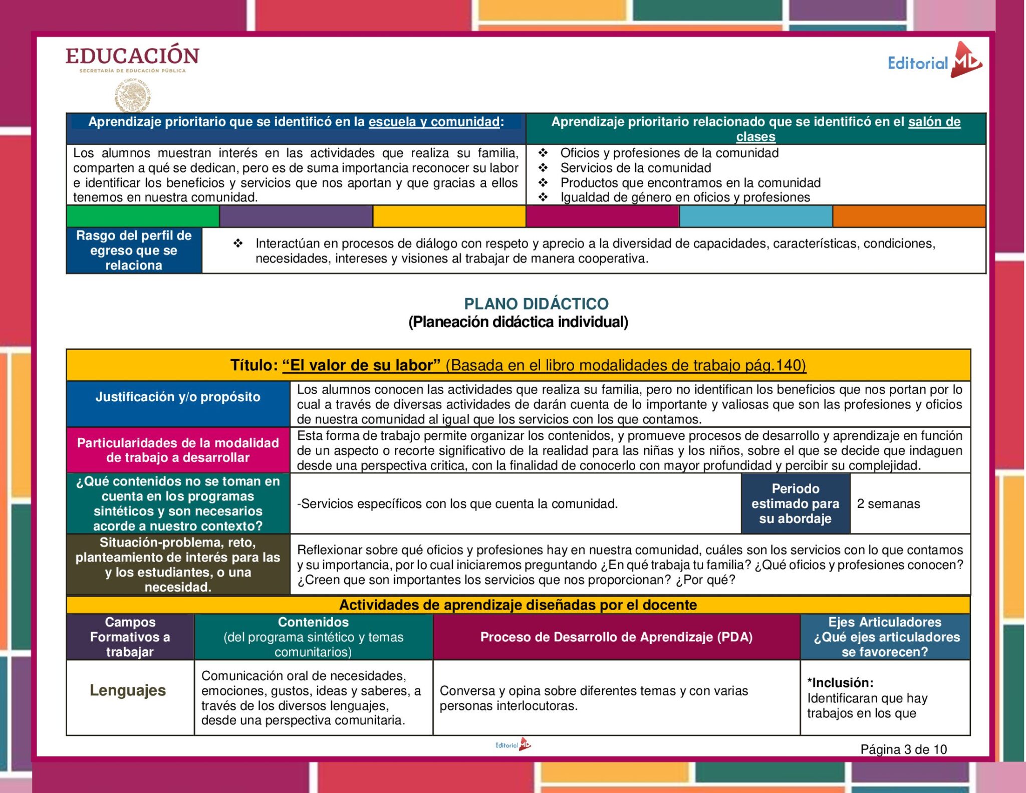 Planeación el Valor de su Labor para Preescolar 4 Planeación el Valor de su Labor para Preescolar - Image 4
