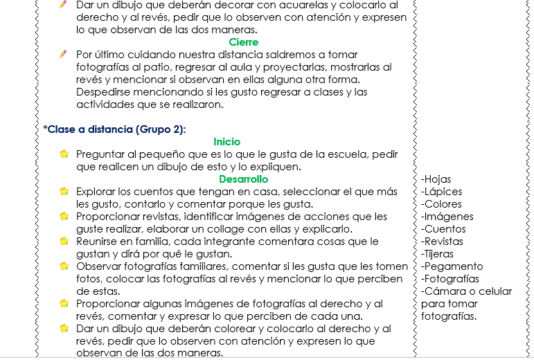 ejemplo clases a distancia de preescolar