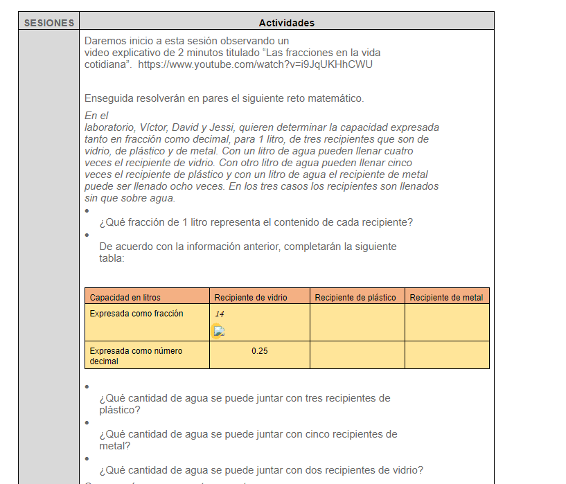 ejemplo matematicas secundaria plan