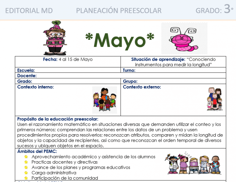 Ejemplo Planeación del mes de mayo