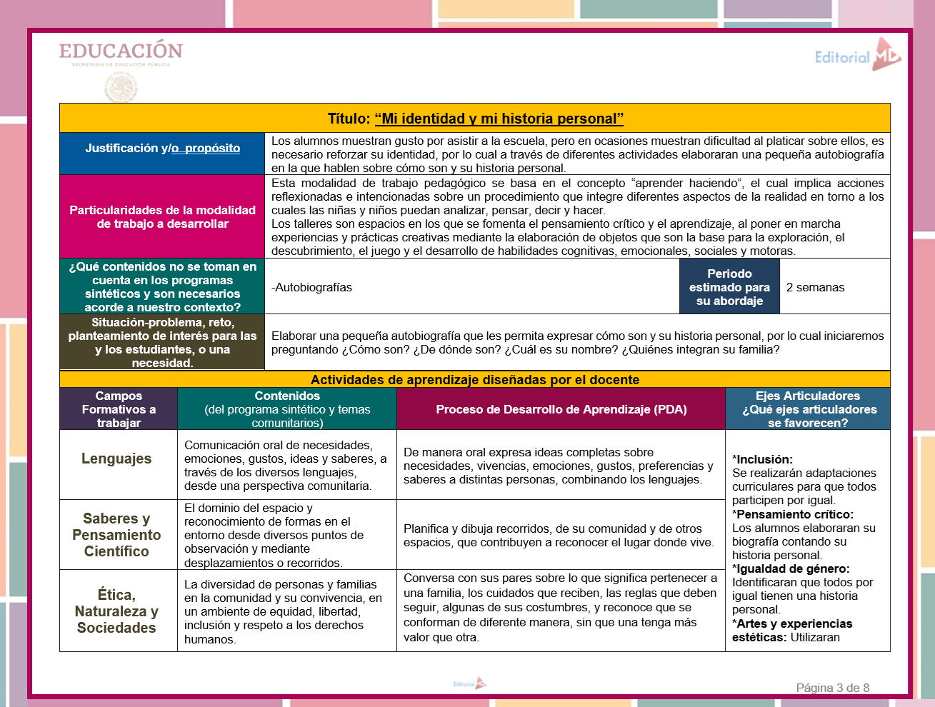 Planeación Anual de Preescolar 2026-2027 NEM (Los Tres Grados) 2 ejemplo planeacion de preescolar 1