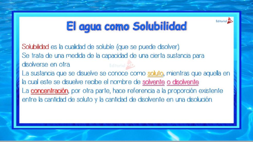 el agua como solubilidad