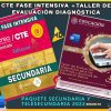 Imagen promocional de un Paquete CTE RECREA Fase Intensiva + Taller de Evaluación Diagnóstica (Secundaria y Telesecundaria) 2022-2023. Incluye dos portadas de libros e íconos para documentos de Word. Los libros tienen diseños coloridos y detallados con temas educativos.