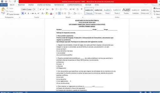 Examen Trimestral Español 1 Secundaria Nuevo Modelo Educativo
