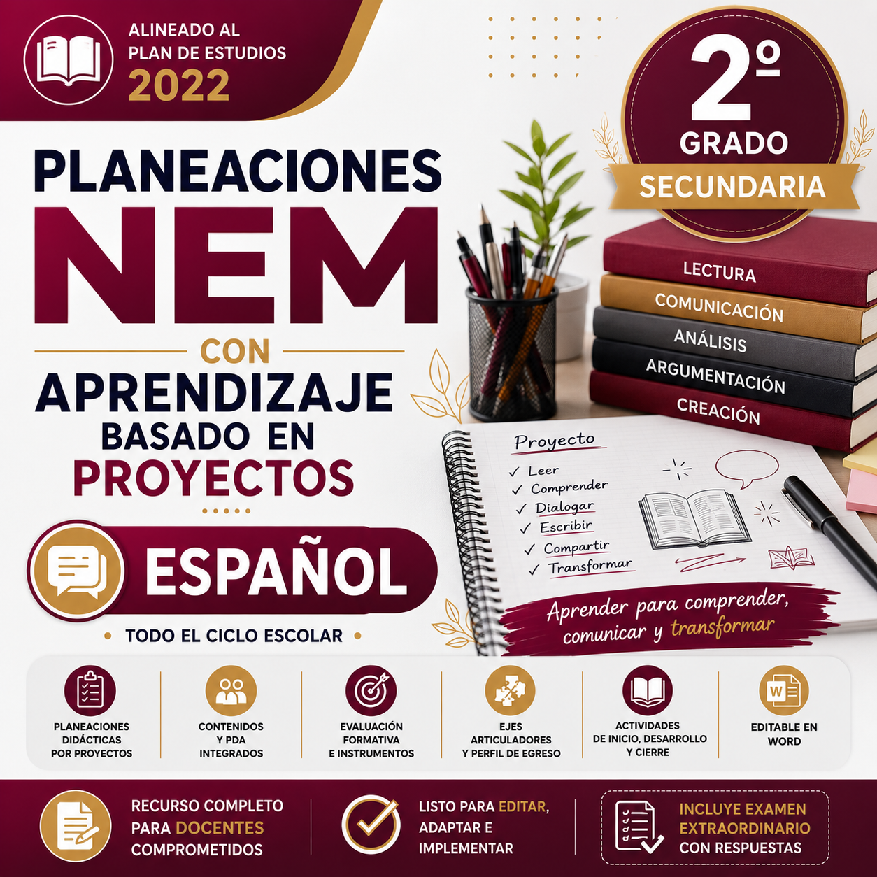 Planeaciones NEM con Aprendizaje Basado en Proyectos para Español Segundo Grado de Secundaria 2026-2027 | Word Editable 1 Planeaciones NEM con Aprendizaje Basado en Proyectos para Español Segundo Grado de Secundaria 2026-2027 | Word Editable