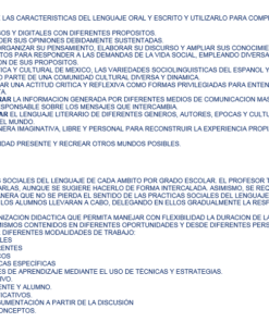 La imagen muestra un documento de texto detallado con once puntos numerados en español centrados en estrategias educativas y de comunicación, utilizando un formato de viñetas. el fondo es blanco liso.