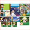 Un collage de varias escenas de dibujos animados coloridas con diferentes personajes, actividades y escenarios, como exploración espacial, una pista de carreras y aventuras en la jungla, perfecto para personalizar Etiquetas Regalo Niño Para Personalizar para niños.