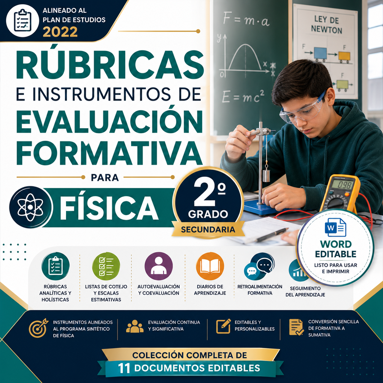 Rúbricas e Instrumentos de Evaluación Formativa para Física Segundo Grado de Secundaria 2026-2027 | Plan 2022 | Word Editable 1 Rúbricas e Instrumentos de Evaluación Formativa para Física Segundo Grado de Secundaria 2026-2027 | Plan 2022 | Word Editable