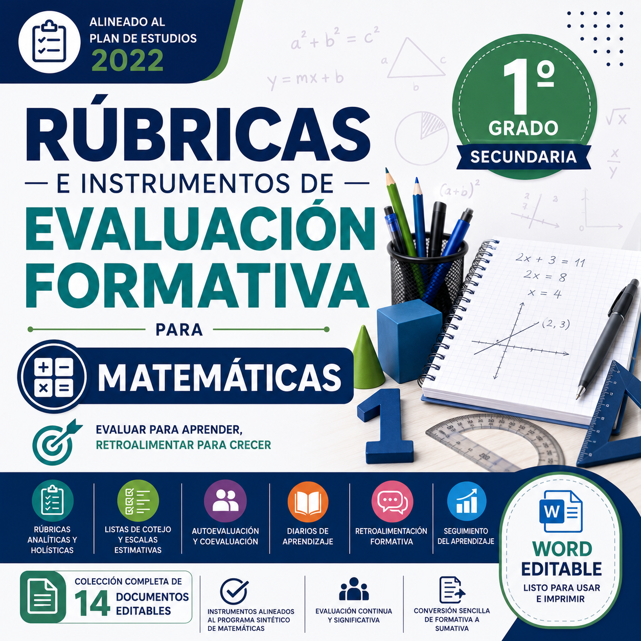 Rúbricas e Instrumentos de Evaluación Formativa para Matemáticas Primer Grado de Secundaria 2026-2027 | Plan 2022 | Word Editable 1 Rúbricas e Instrumentos de Evaluación Formativa para Matemáticas Primer Grado de Secundaria 2026-2027 | Plan 2022 | Word Editable
