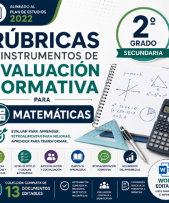 Rúbricas e Instrumentos de Evaluación Formativa para Matemáticas Segundo Grado de Secundaria 2026-2027 | Plan 2022 | Word Editable