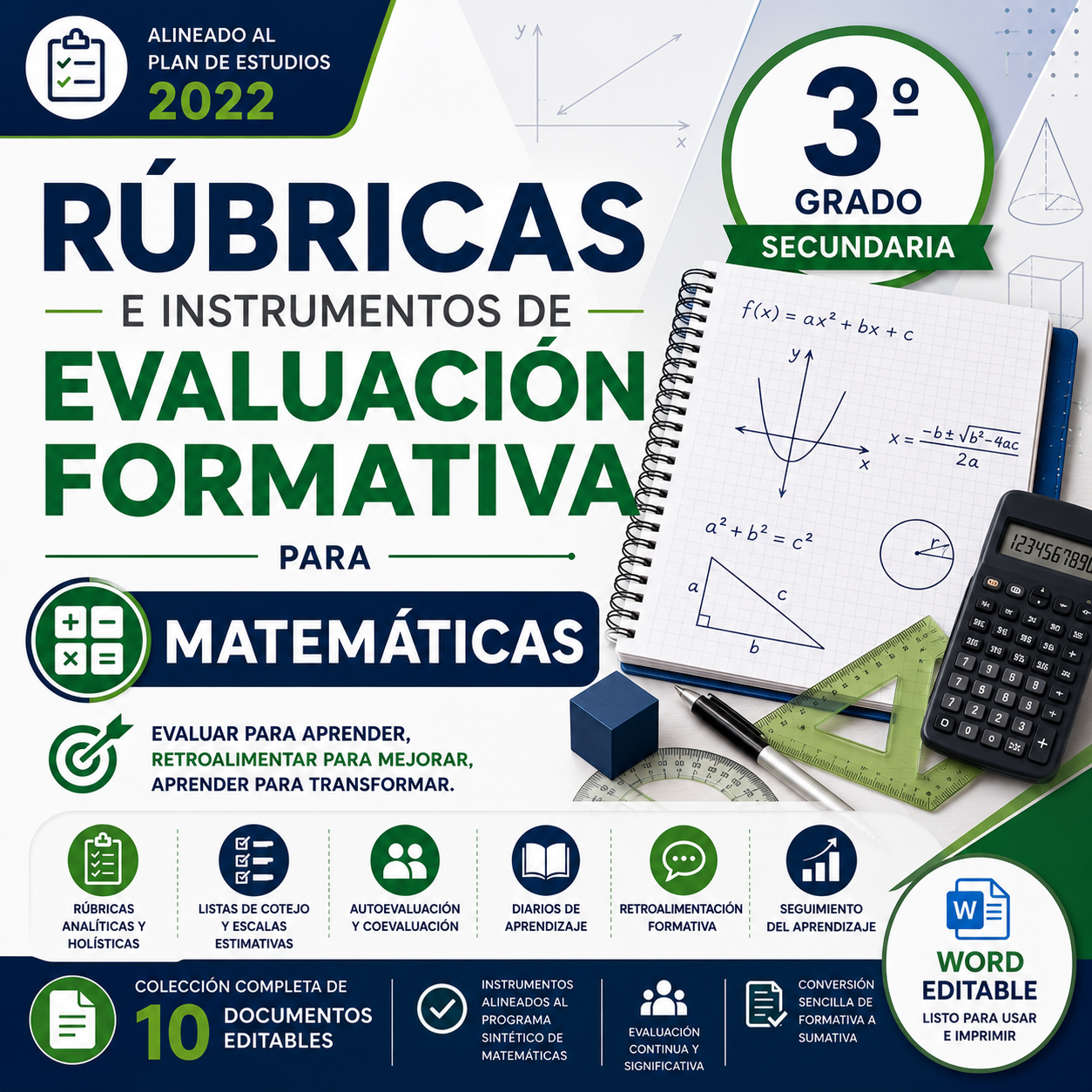 Rúbricas e Instrumentos de Evaluación Formativa para Matemáticas Tercer Grado de Secundaria 2026-2027 | Plan 2022 | Word Editable 1 Rúbricas e Instrumentos de Evaluación Formativa para Matemáticas Tercer Grado de Secundaria 2026-2027 | Plan 2022 | Word Editable