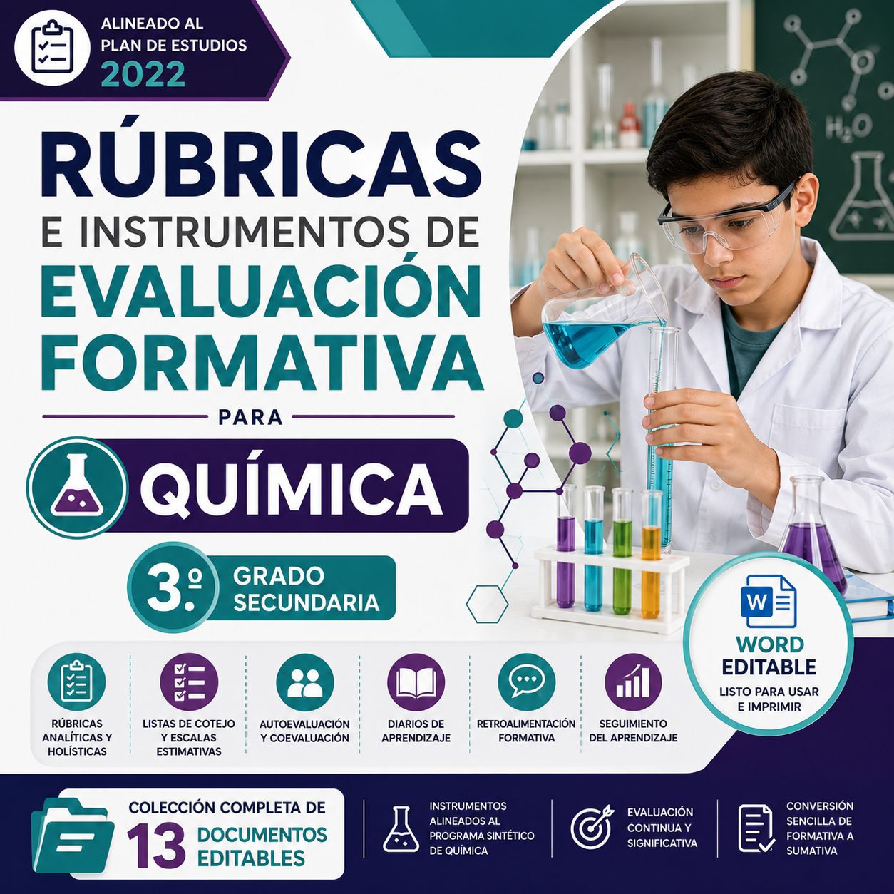 Rúbricas e Instrumentos de Evaluación Formativa para Química Tercer Grado de Secundaria 2026-2027 | Plan 2022 | Word Editable 1 Rúbricas e Instrumentos de Evaluación Formativa para Química Tercer Grado de Secundaria 2026-2027 | Plan 2022 | Word Editable