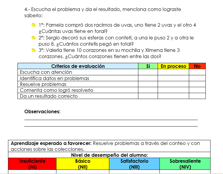 evaluacion a distancia aprende en casa para preescolar