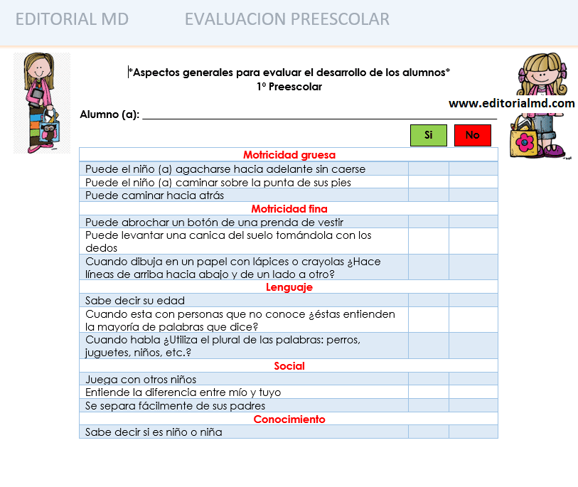 evalucion del desarrollo de preescolar