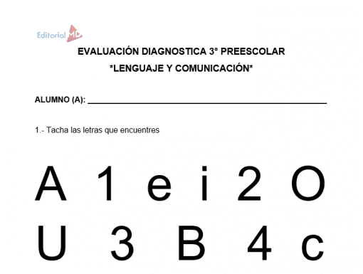 Evaluación Diagnóstica Preescolar para Imprimir | Formato PDF y Word