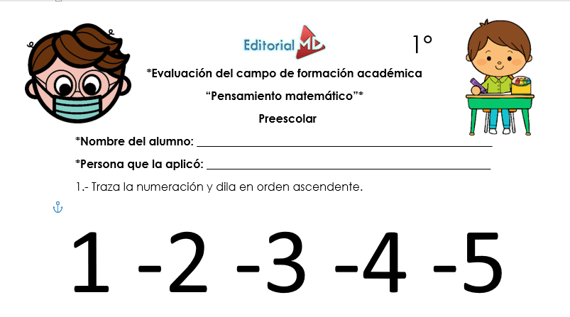 evaluacion escrita de primer grado de preescolar