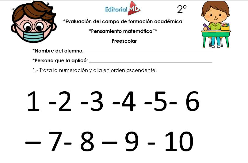 evaluacion escrita de pensamiento matematico