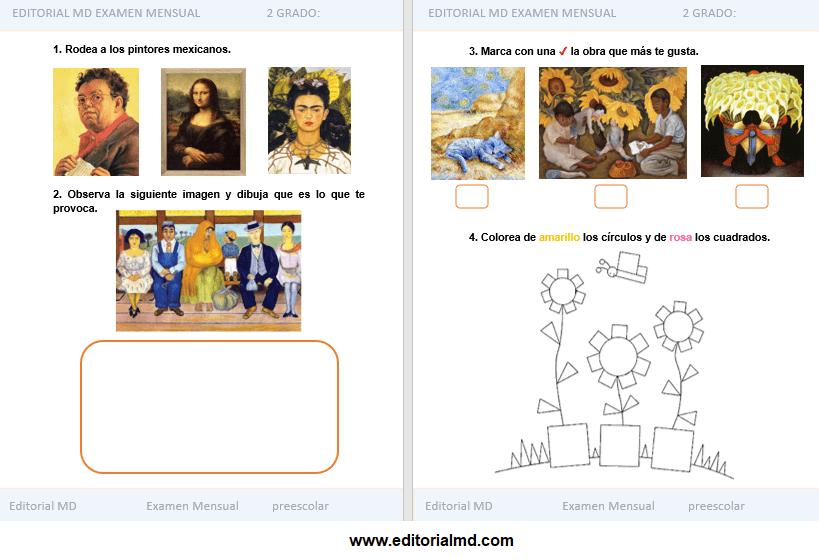 ejemplo examen para preescolar 2