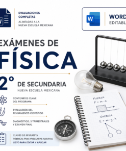 Exámenes de Física 2° de Secundaria NEM 2026-2027 Word Editable | Diagnóstico, Trimestrales y Final