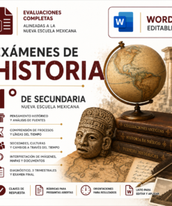 Exámenes de Historia 1° de Secundaria NEM 2026-2027 Word Editable | Diagnóstico, Trimestrales y Final