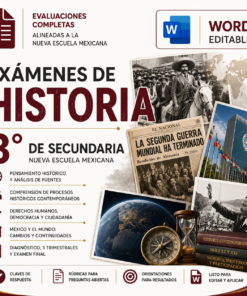 Exámenes de Historia 3° de Secundaria NEM 2026-2027 Word Editable | Diagnóstico, Trimestrales y Final