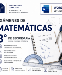 Exámenes de Matemáticas 3° de Secundaria NEM 2026-2027 Word Editable | Diagnóstico, Trimestrales y Final