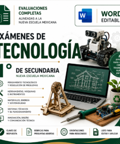 Exámenes de Tecnología 1° de Secundaria NEM 2026-2027 Word Editable | Diagnóstico, Trimestrales y Final