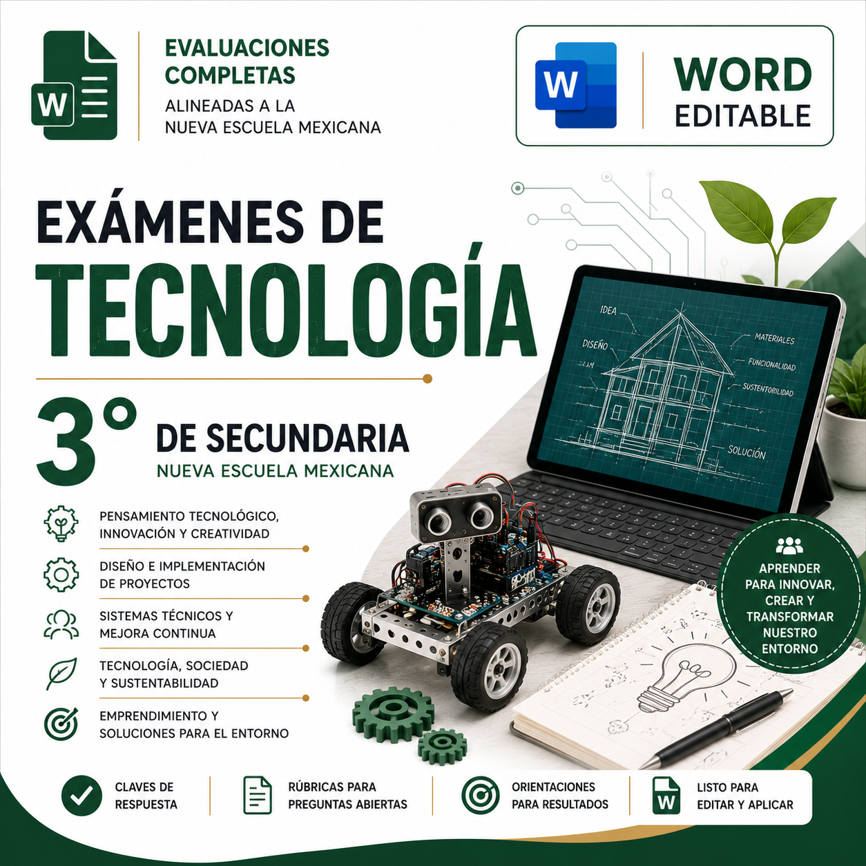 Exámenes de Tecnología 3° de Secundaria NEM 2026-2027 Word Editable | Diagnóstico, Trimestrales y Final 1 Exámenes de Tecnología 3° de Secundaria NEM 2026-2027 Word Editable | Diagnóstico, Trimestrales y Final