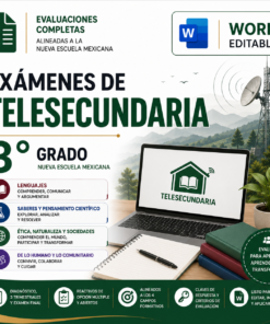 Exámenes de Telesecundaria 3° Grado NEM 2026-2027 Word Editable | Diagnóstico, Trimestrales y Final