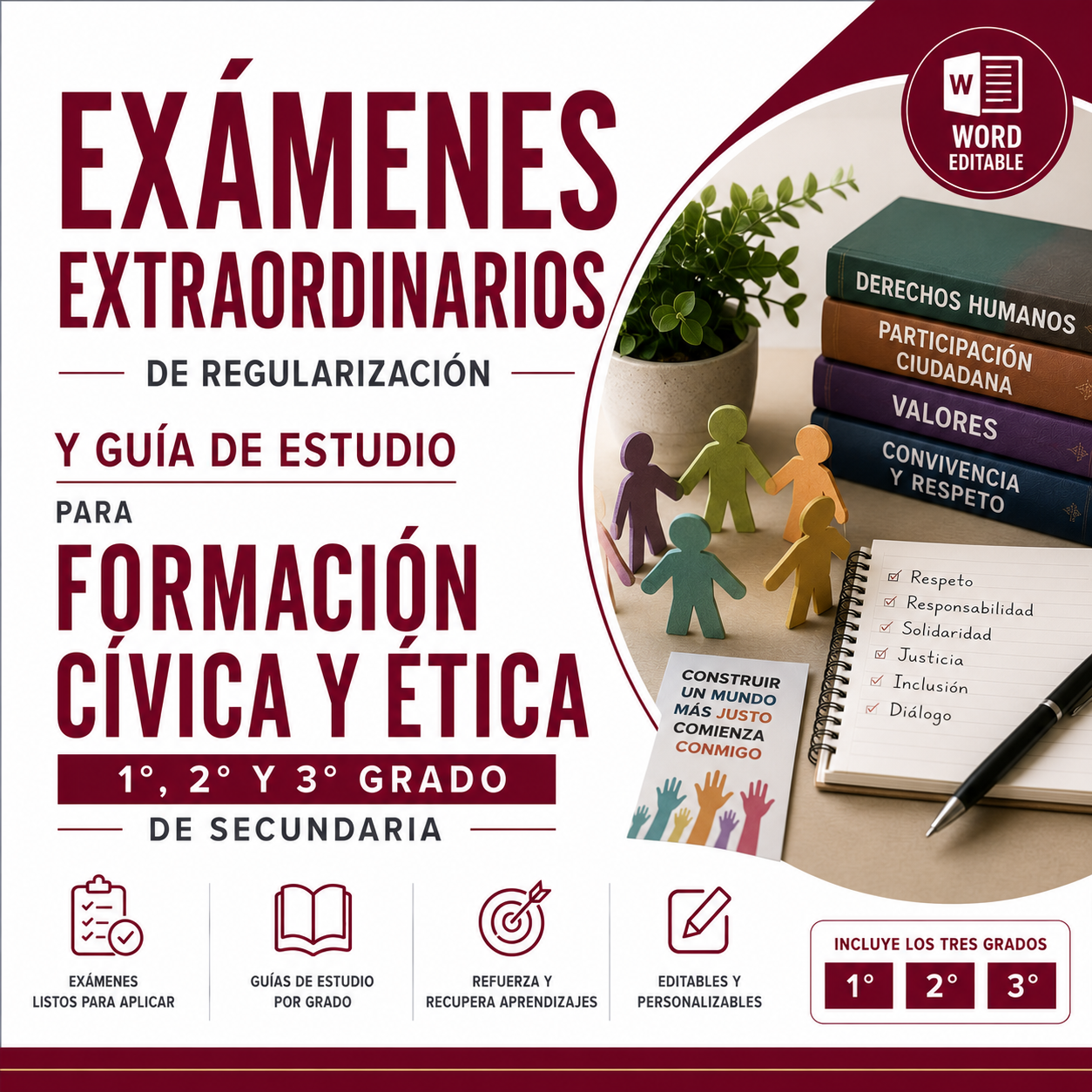 Exámenes Extraordinarios de Regularización y Guía de Estudio para Formación Cívica y Ética Secundaria 2026-2027 | 1°, 2° y 3° Grado | Word Editable 1 Exámenes Extraordinarios de Regularización y Guía de Estudio para Formación Cívica y Ética Secundaria 2026-2027 | 1°, 2° y 3° Grado | Word Editable