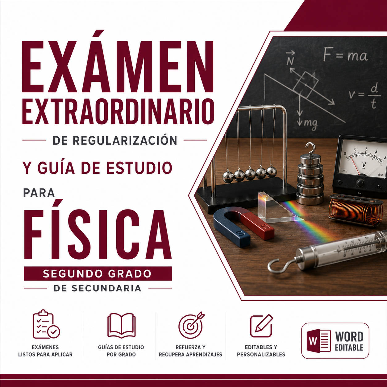 Examen Extraordinario de Regularización y Guía de Estudio para Física Segundo Grado de Secundaria 2026-2027 | Word Editable 1 Examen Extraordinario de Regularización y Guía de Estudio para Física Segundo Grado de Secundaria 2026-2027 | Word Editable