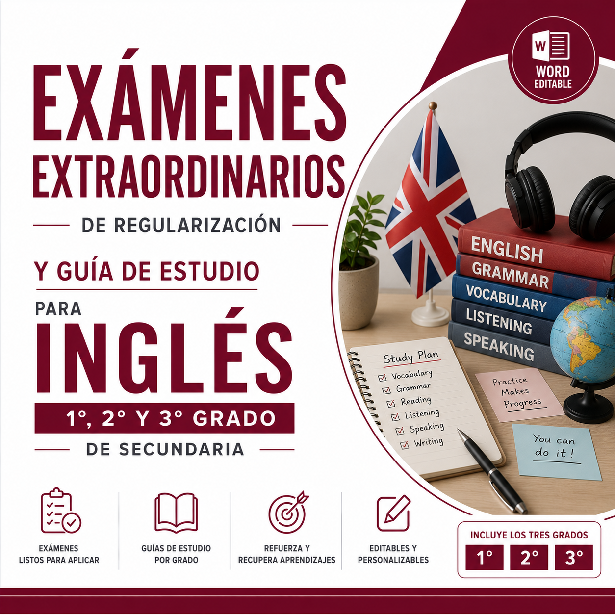 Exámenes Extraordinarios de Regularización y Guía de Estudio para Inglés Secundaria 2026-2027 | 1°, 2° y 3° Grado | Word Editable 1 Exámenes Extraordinarios de Regularización y Guía de Estudio para Inglés Secundaria 2026-2027 | 1°, 2° y 3° Grado | Word Editable