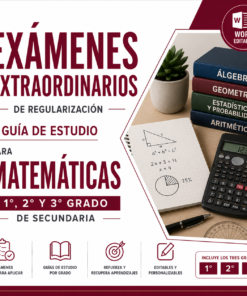 Exámenes Extraordinarios de Regularización y Guía de Estudio para Matemáticas Secundaria 2026-2027 | 1°, 2° y 3° Grado | Word Editable
