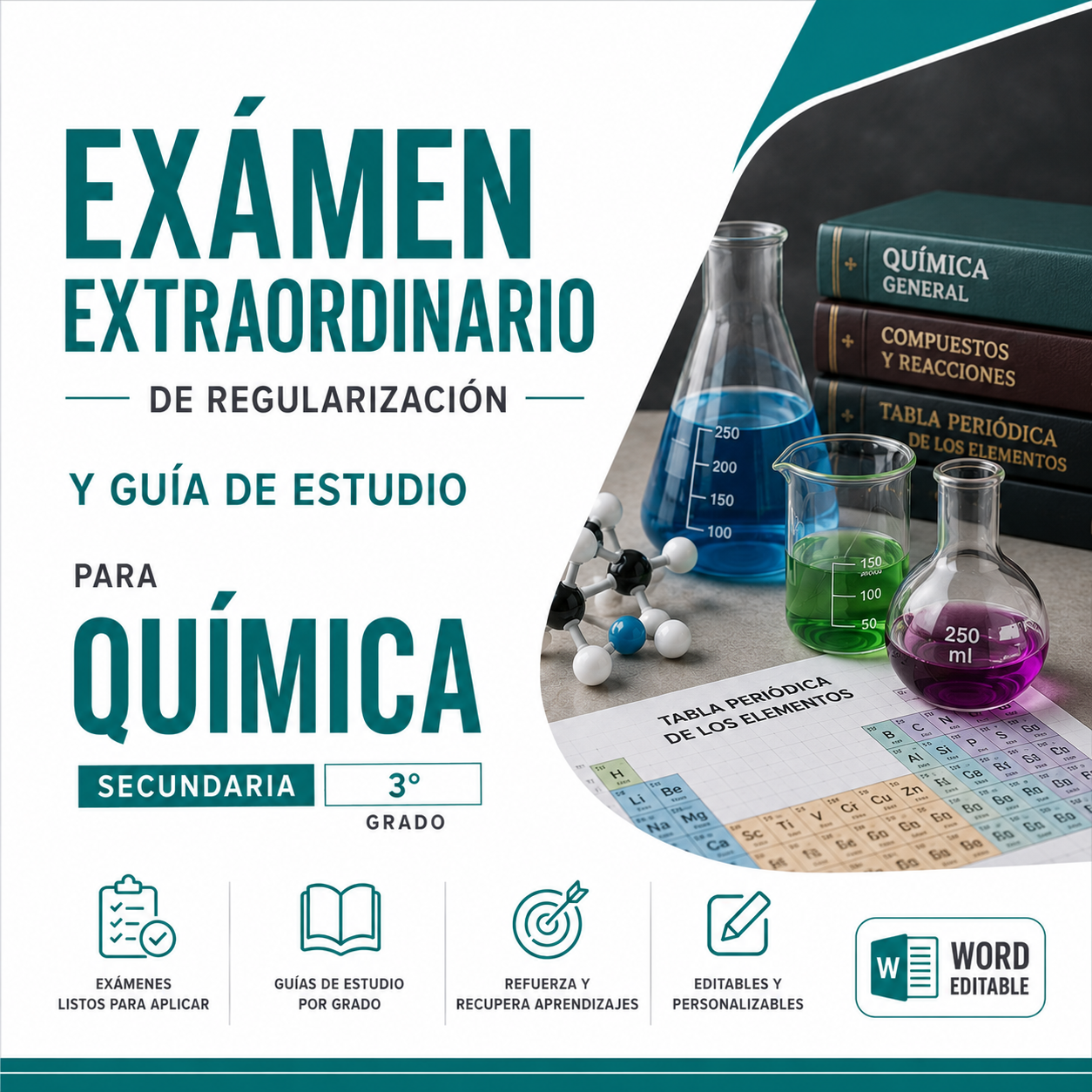 Examen Extraordinario de Regularización y Guía de Estudio para Química Tercer Grado de Secundaria 2026-2027 | Word Editable 1 Examen Extraordinario de Regularización y Guía de Estudio para Química Tercer Grado de Secundaria 2026-2027 | Word Editable