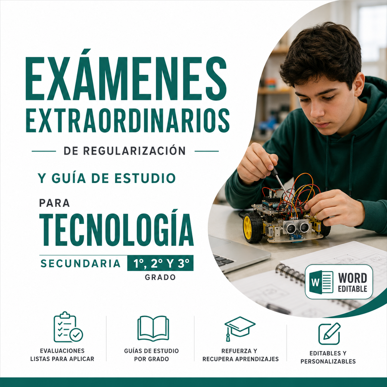 Exámenes Extraordinarios de Regularización y Guía de Estudio para Tecnología Secundaria 2026-2027 | 1°, 2° y 3° Grado | Word Editable 1 Exámenes Extraordinarios de Regularización y Guía de Estudio para Tecnología Secundaria 2026-2027 | 1°, 2° y 3° Grado | Word Editable