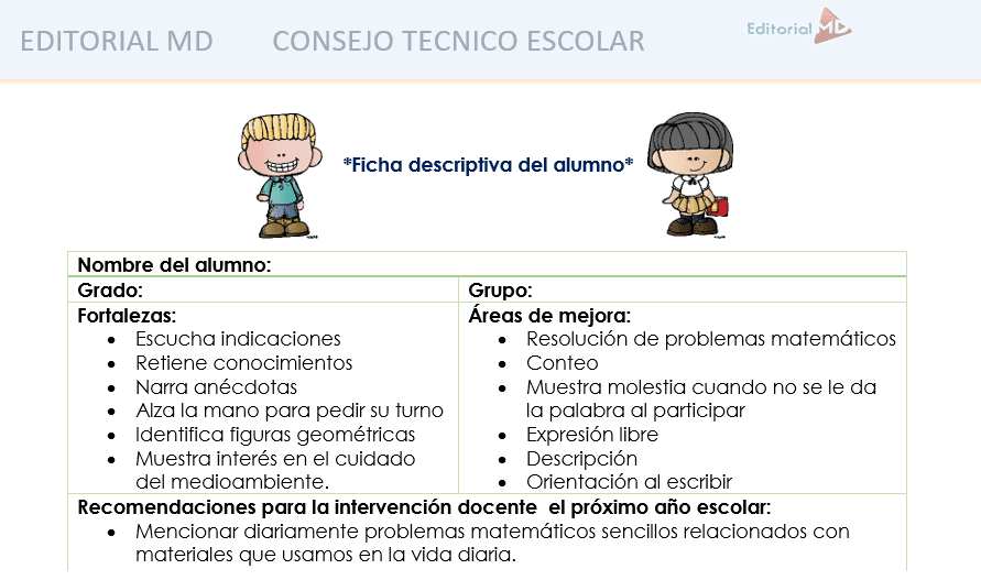 ficha descriptiva del alumno