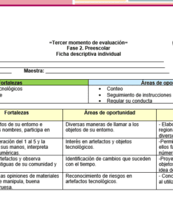 Un formulario de evaluación educativa titulado 