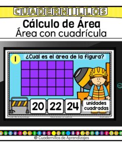 Área con cuadrícula Cálculo de área Matemáticas Primaria Fichas Digitales