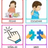 Tarjetas con diferentes acciones y verbos que se pueden utilizar durante una clase, perfectas para dar instrucciones o enseñar distintos verbos en e idioma español. 