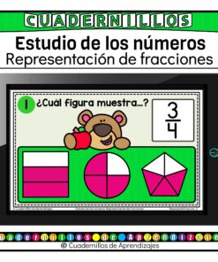 Representación de fracciones con modelos gráficos Estudio de los números Matemáticas Tercer grado Primaria Fichas Digitales