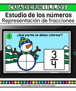 Representación de fracciones. Estudio de los números Matemáticas Grado Primaria Fichas Digitales