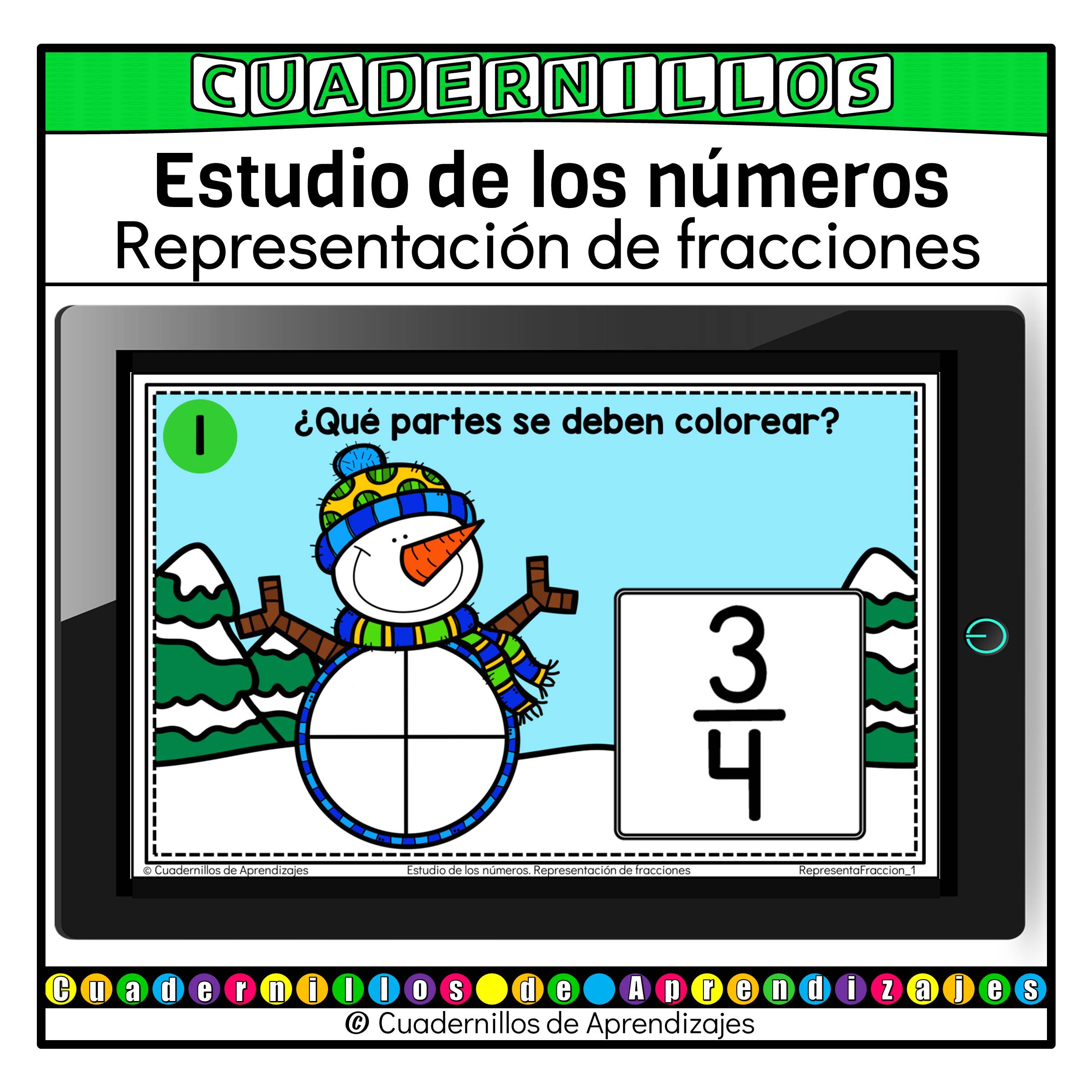 Representación de fracciones. Estudio de los números Matemáticas Grado Primaria Fichas Digitales 1 Representación de fracciones. Estudio de los números Matemáticas Grado Primaria Fichas Digitales