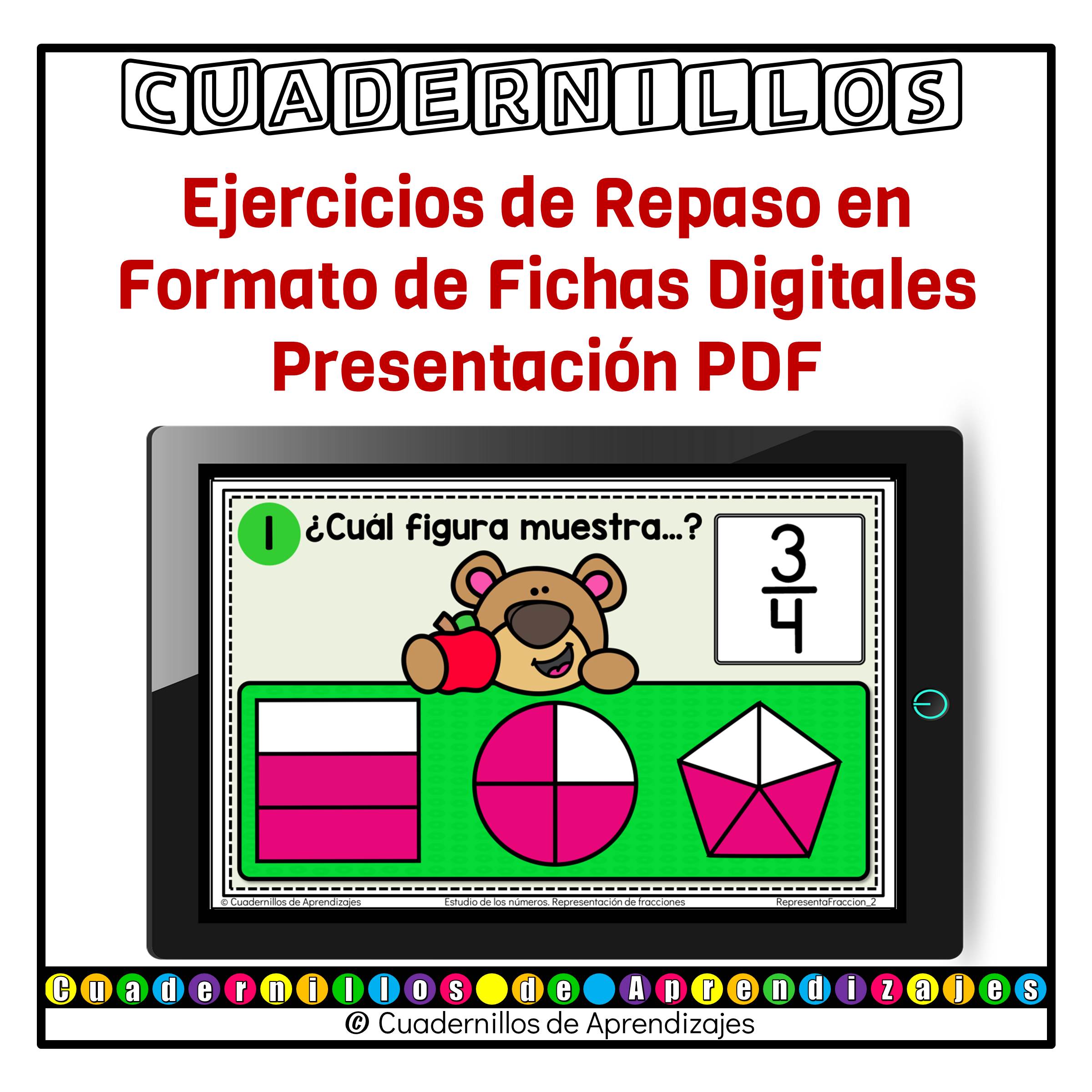 Representación de fracciones con modelos gráficos Estudio de los números Matemáticas Tercer grado Primaria Fichas Digitales 2 Representación de fracciones con modelos gráficos Estudio de los números Matemáticas Tercer grado Primaria Fichas Digitales - Image 2
