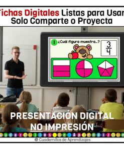 Representación de fracciones con modelos gráficos Estudio de los números Matemáticas Tercer grado Primaria Fichas Digitales 12 fracciones fichas digitales 3 1