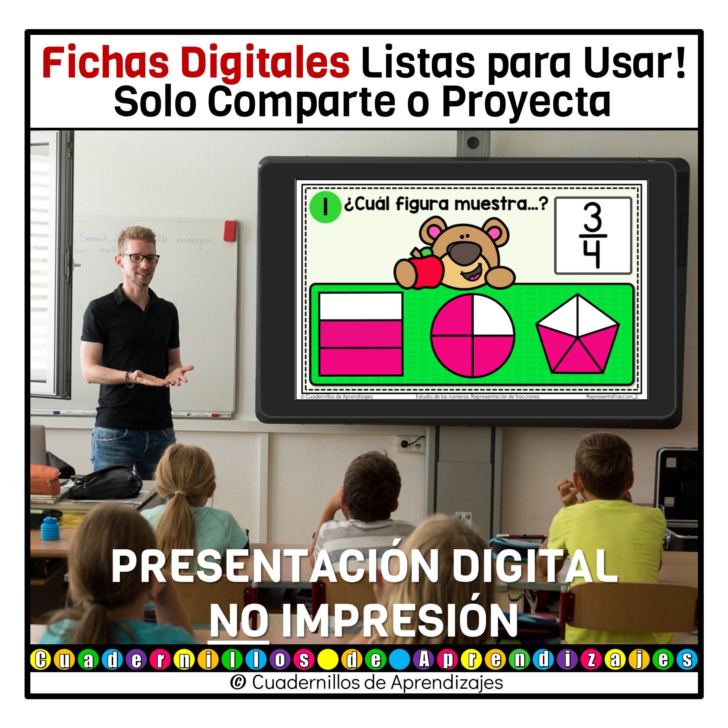 Representación de fracciones con modelos gráficos Estudio de los números Matemáticas Tercer grado Primaria Fichas Digitales 3 Representación de fracciones con modelos gráficos Estudio de los números Matemáticas Tercer grado Primaria Fichas Digitales - Image 3