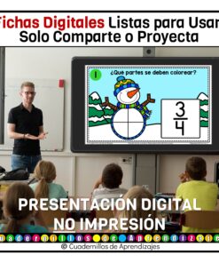 Representación de fracciones. Estudio de los números Matemáticas Grado Primaria Fichas Digitales 12 fracciones fichas digitales 3