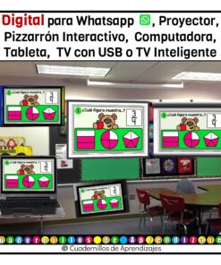 Representación de fracciones con modelos gráficos Estudio de los números Matemáticas Tercer grado Primaria Fichas Digitales 15 fracciones fichas digitales 6 1